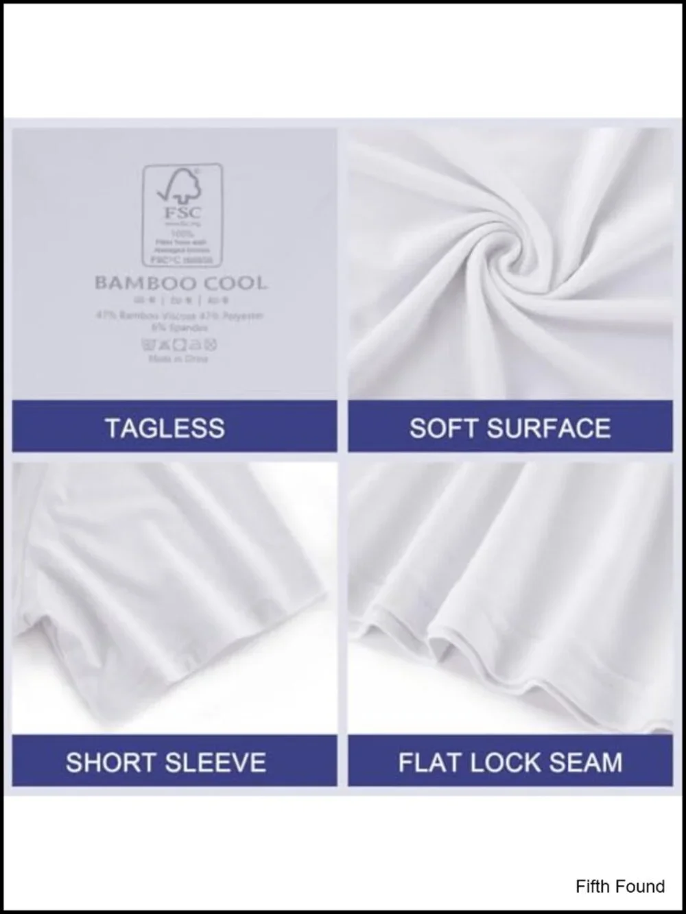 5 Pack Mens Undershirts Bamboo Viscose Stretch Crew Neck Tee Moisture Wicking